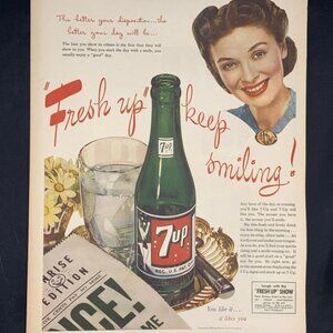 Vintage 1945 7-Up Magazine Print Ad - Newspaper